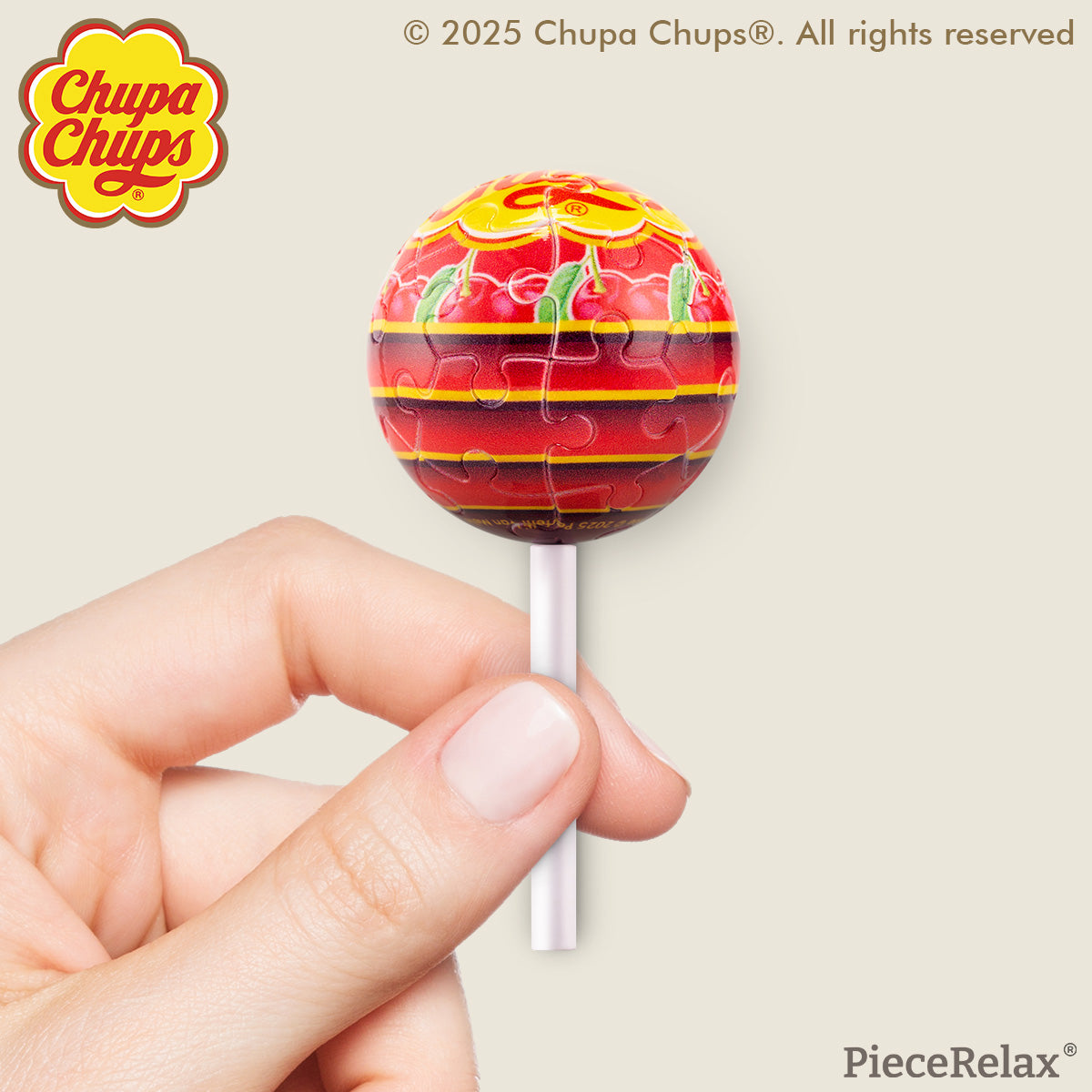 Craving the taste of cherry? Chupa Chups create special lollipops for you to take wherever you go! Whenever you need a sweet boost of energy, just take a look at your keychain, and you'll feel recharged! You’ll Always Get There with PieceRelax and Chupa Chups.