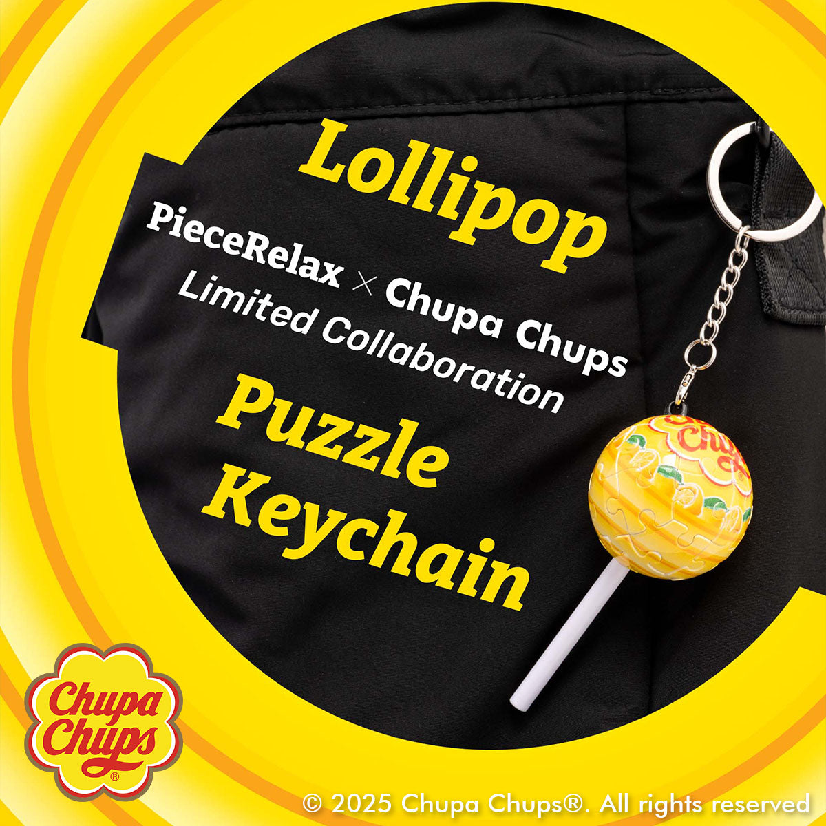 Craving the taste of lemon? Chupa Chups create special lollipops for you to take wherever you go! Whenever you need a sweet boost of energy, just take a look at your keychain, and you'll feel recharged! You’ll Always Get There with PieceRelax and Chupa Chups.