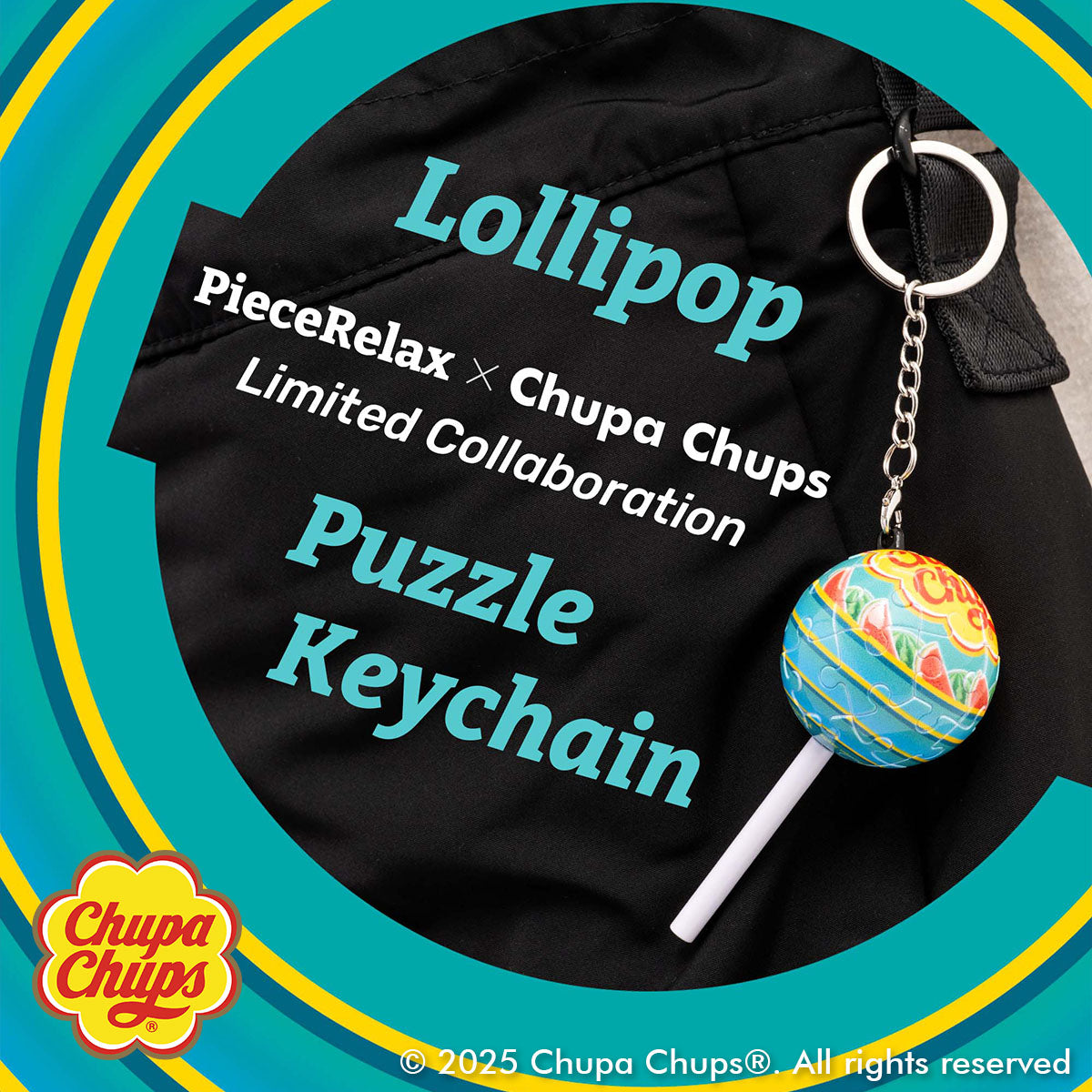 Craving the taste of watermelon? Chupa Chups create special lollipops for you to take wherever you go! Whenever you need a sweet boost of energy, just take a look at your keychain, and you'll feel recharged! You’ll Always Get There with PieceRelax and Chupa Chups.