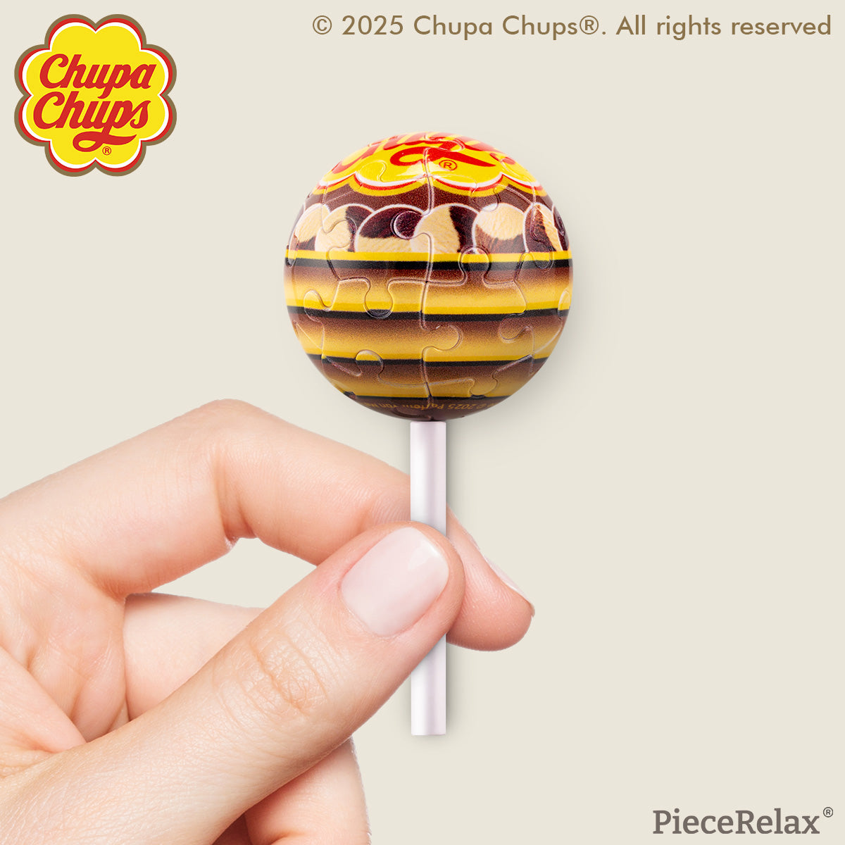 Craving the taste of cocoa vanilla? Chupa Chups create special lollipops for you to take wherever you go! Whenever you need a sweet boost of energy, just take a look at your keychain, and you'll feel recharged! You’ll Always Get There with PieceRelax and Chupa Chups.