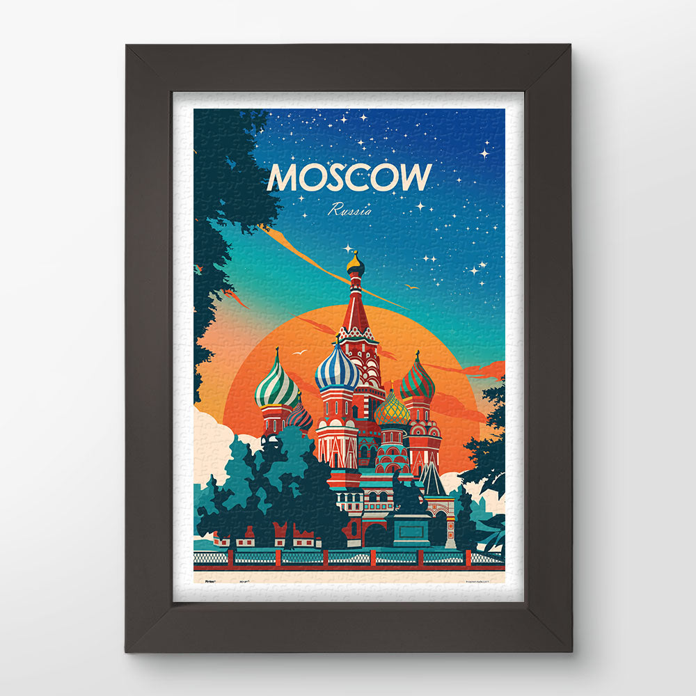 PieceRelax | 600 piece puzzle. Experience the charm of Moscow with PieceRelax. This vibrant puzzle showcases the iconic Saint Basil's Cathedral under a starry sky. You'll always get there, savoring every piece of Moscow's beauty.