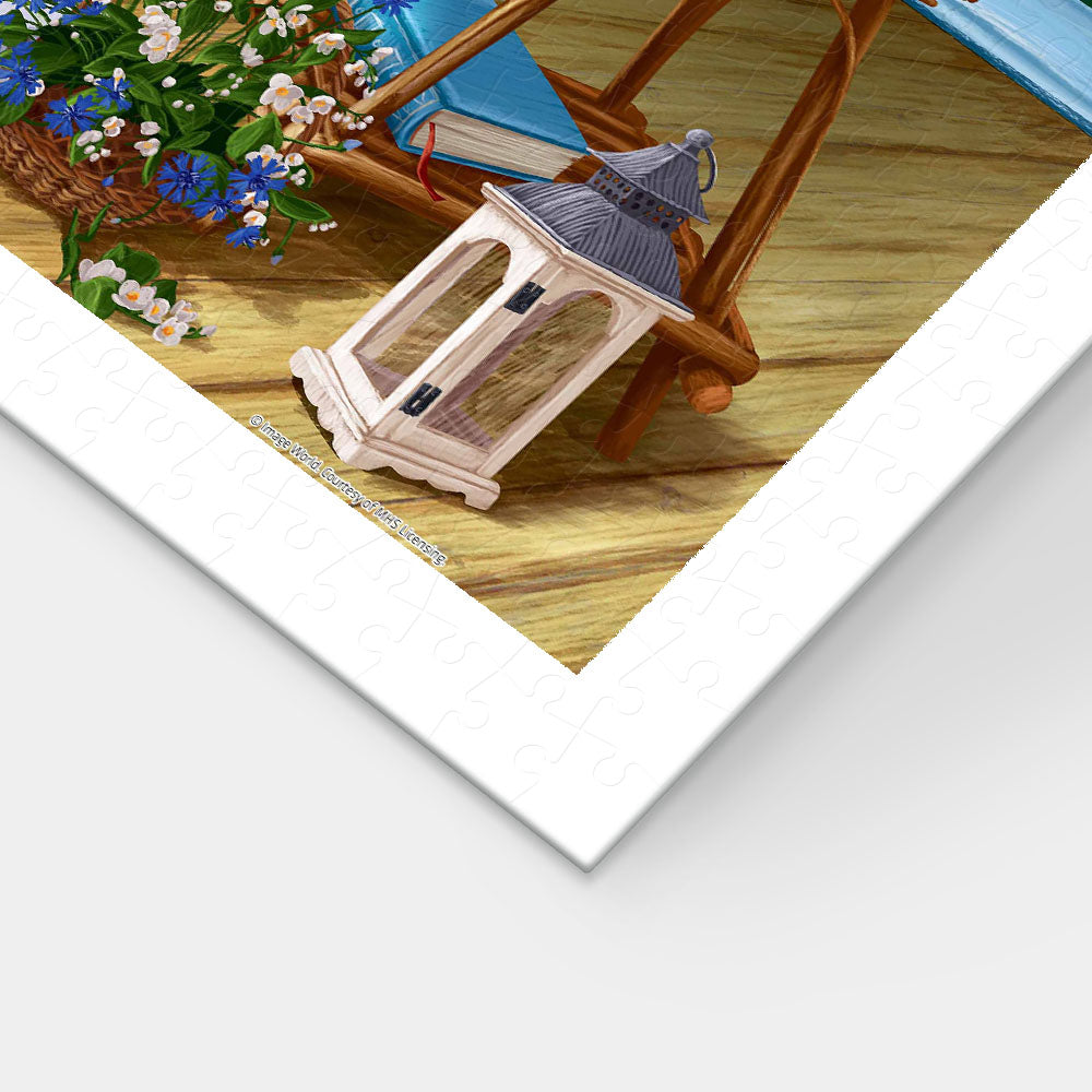 PieceRelax | 1000 piece puzzle. Featuring a cozy dog and serene scenery, PieceRelax ensures a delightful experience.