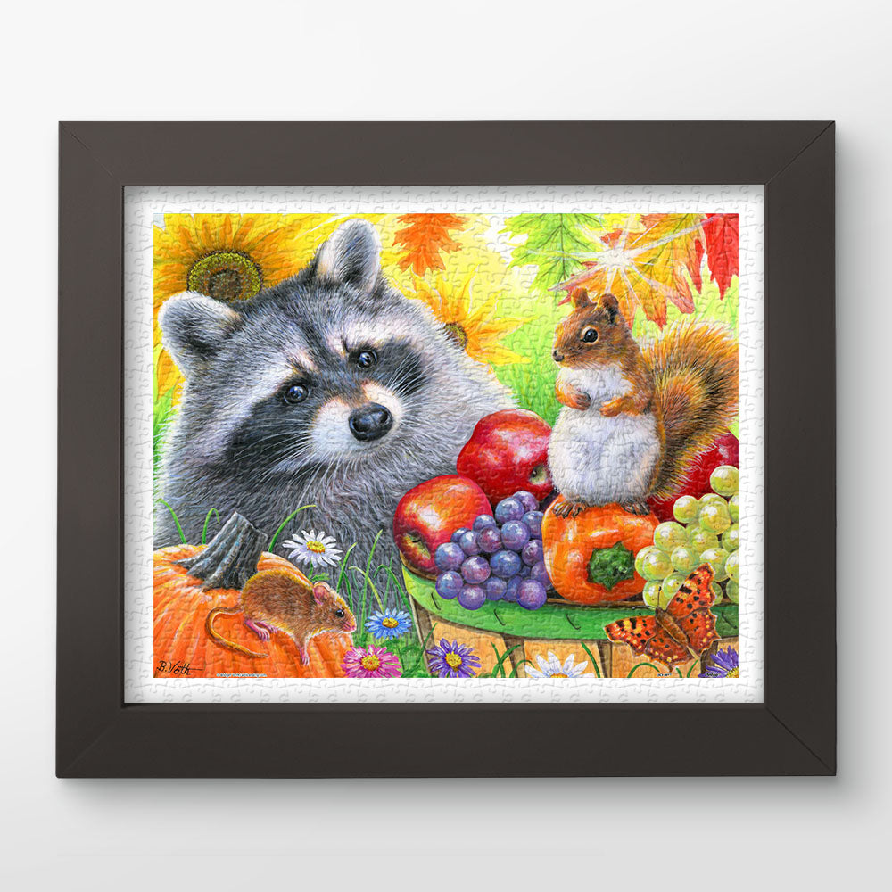 PieceRelax | 500 piece puzzle. Featuring adorable woodland creatures and vibrant fruits, PieceRelax guarantees a joyful experience.