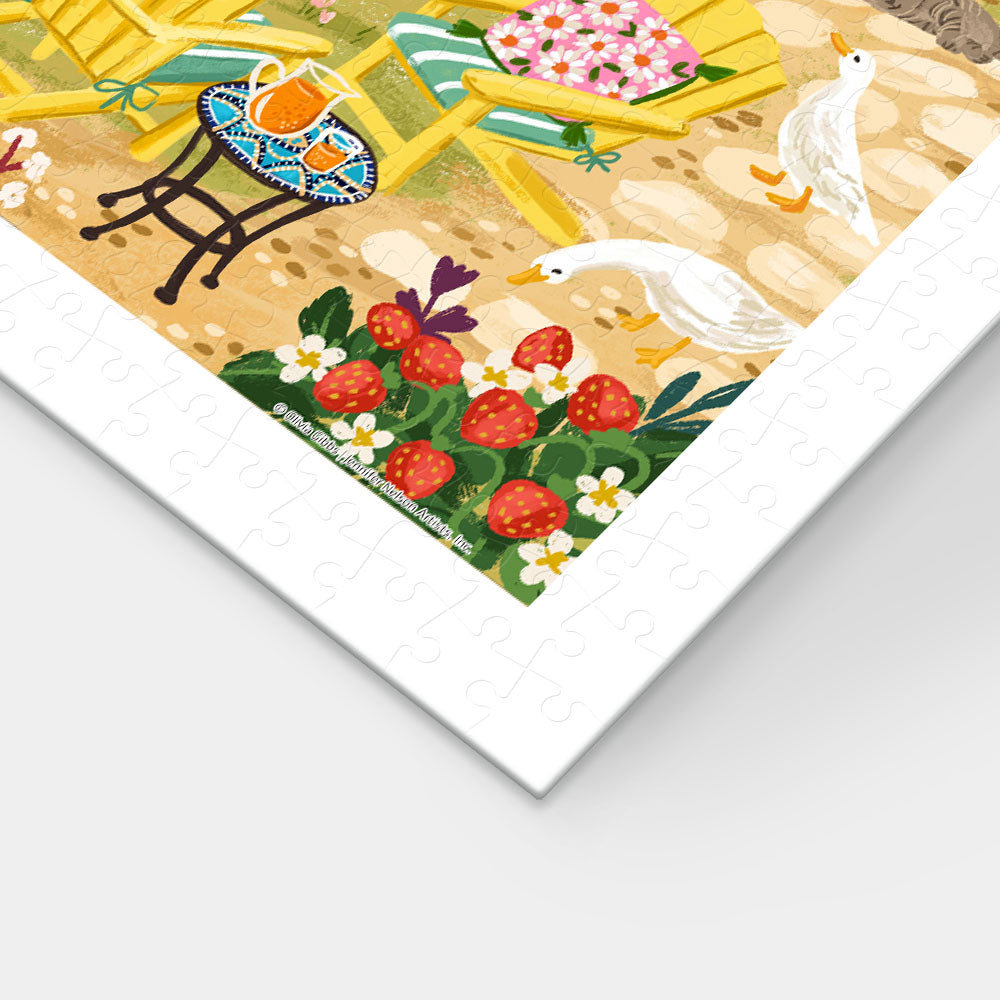 PieceRelax|Relax in the cozy setting filled with colorful flowers, playful animals, and sun-soaked chairs waiting for you. Every piece connects you closer to the joy of completion, because at PieceRelax, you’ll always get there.