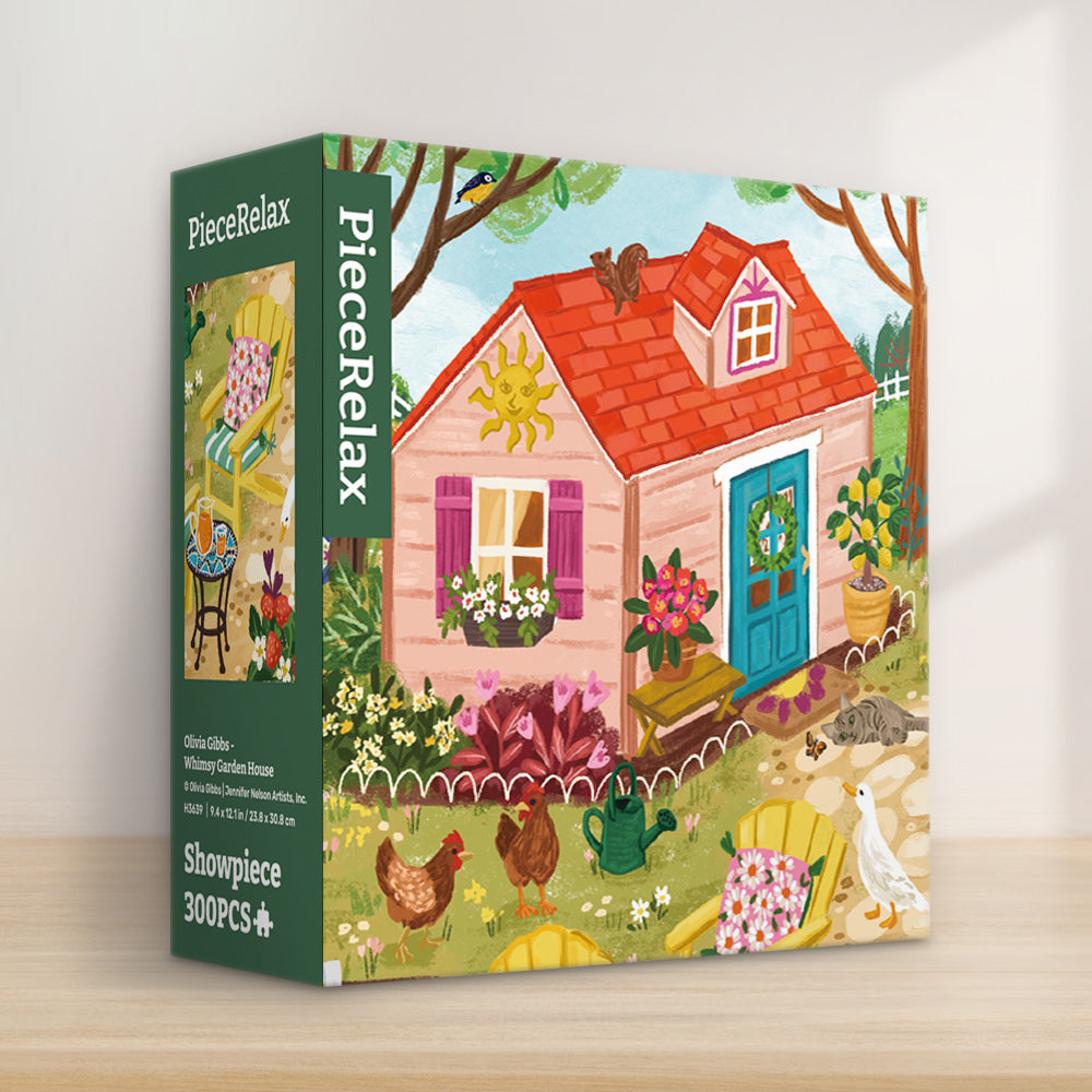 PieceRelax|Relax in the cozy setting filled with colorful flowers, playful animals, and sun-soaked chairs waiting for you. Every piece connects you closer to the joy of completion, because at PieceRelax, you’ll always get there.