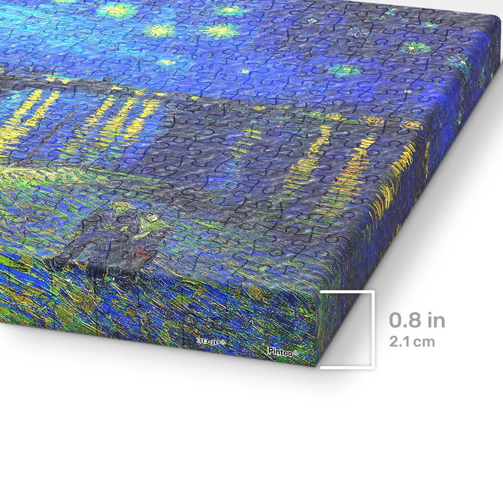 Gazing at the starry sky along the riverbank, feeling the inner peace that nature bestows upon us, with Van Gogh's artwork Starry Night Over the Rhone, in the PieceRelax canvas puzzle. You’ll Always Get There with PieceRelax.