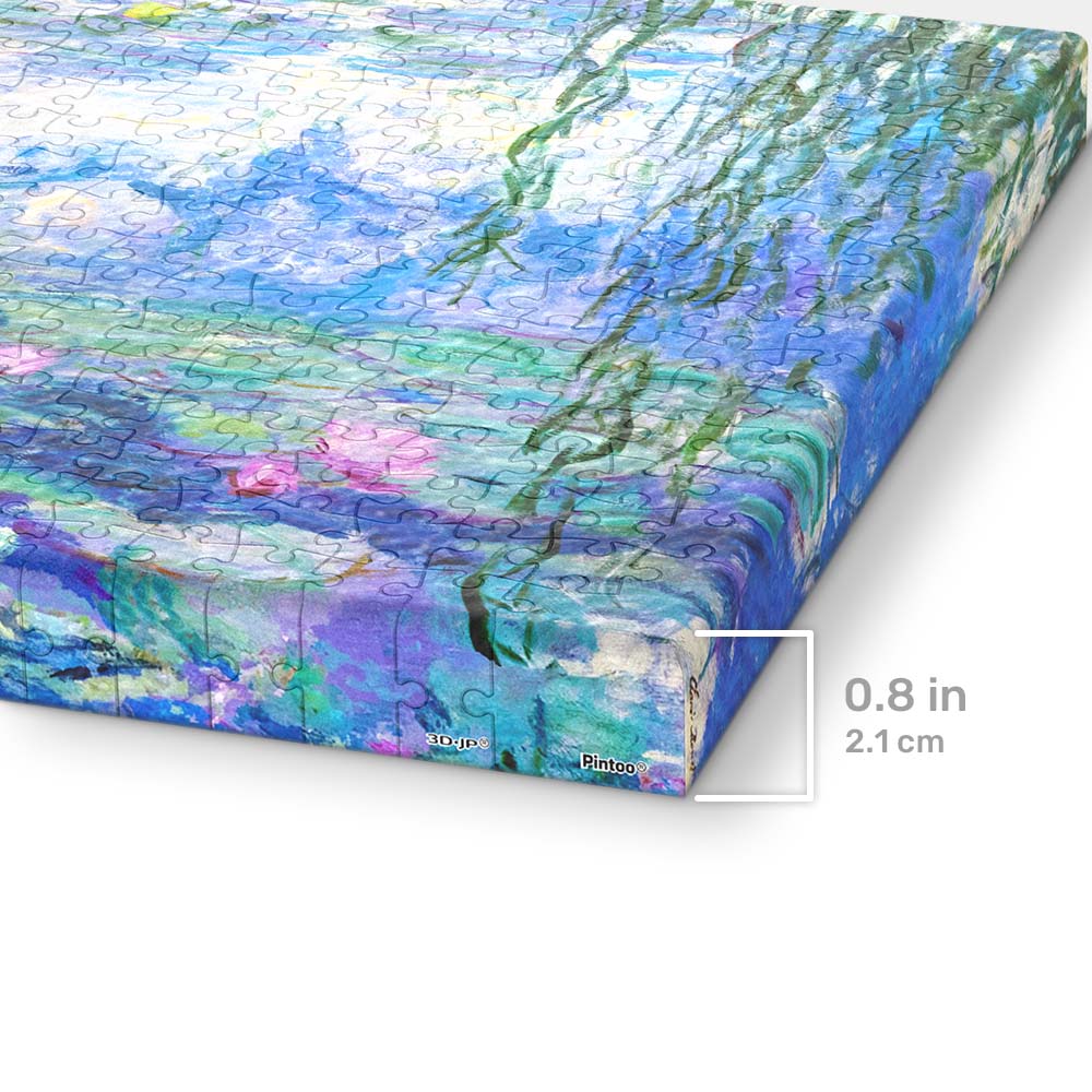 Admiring the water lilies gently swaying in the shimmering pond, with Monet's artwork Water Lilies, in the PieceRelax canvas puzzle. —You’ll Always Get There with PieceRelax.