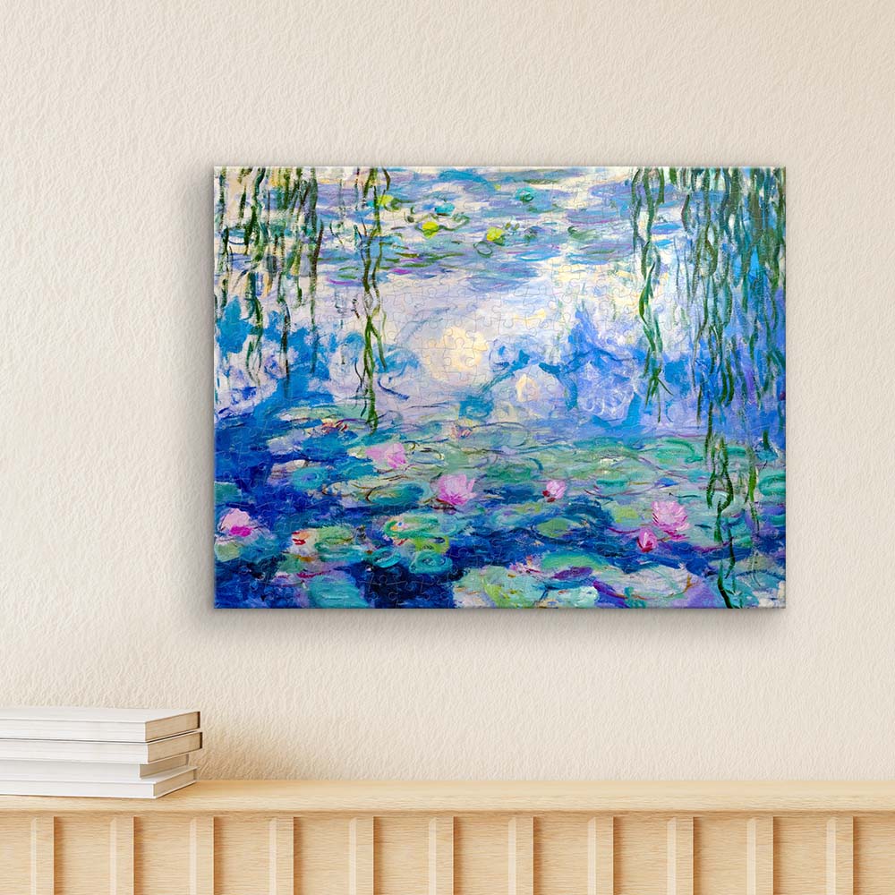 Admiring the water lilies gently swaying in the shimmering pond, with Monet's artwork Water Lilies, in the PieceRelax canvas puzzle. —You’ll Always Get There with PieceRelax.