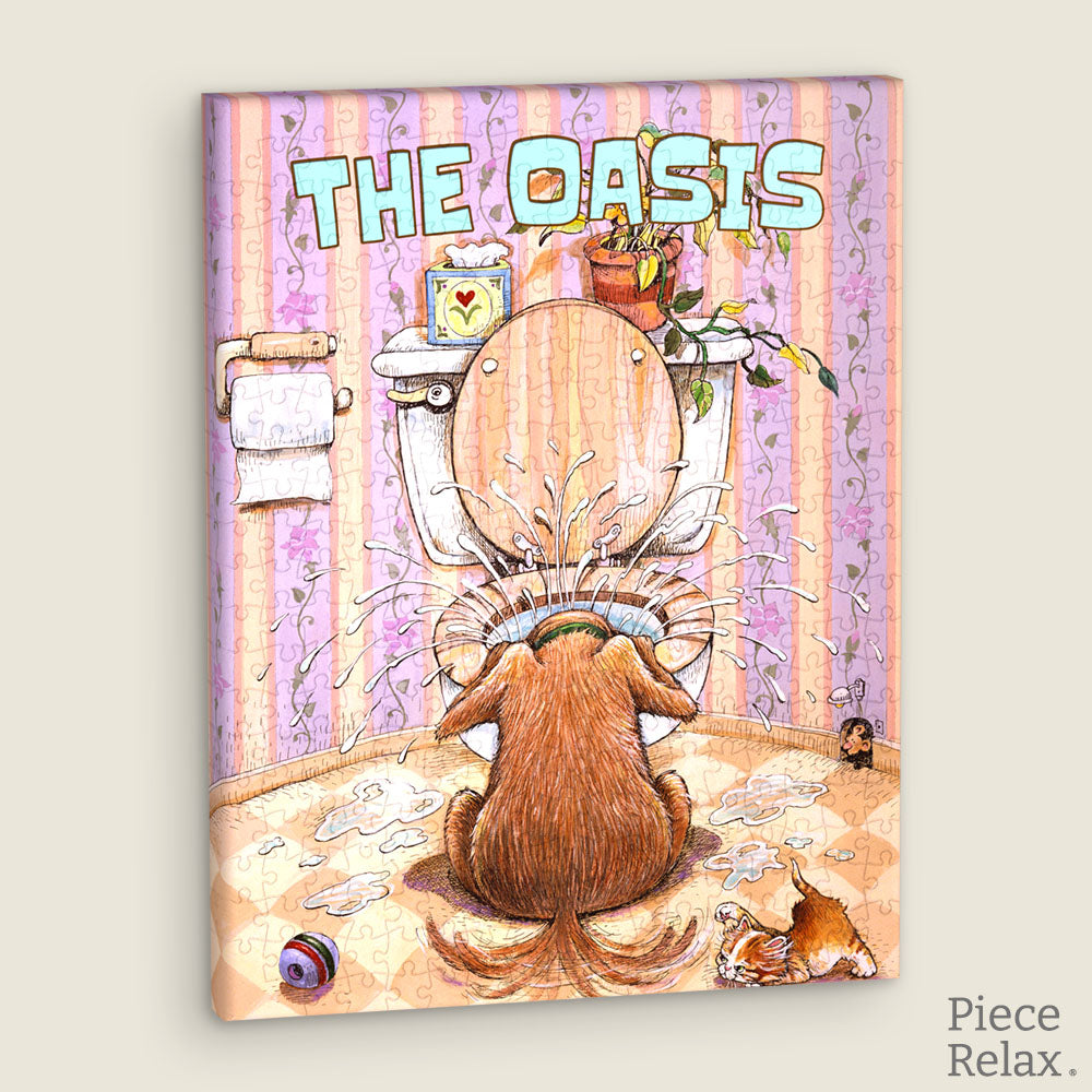 Follow the artist's cleverness and find a little oasis in life—there's always a place where you can relax. You'll always get there with PieceRelax.