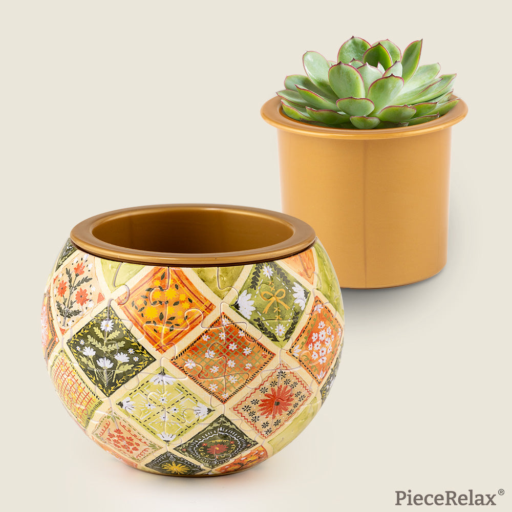 Planting daisies in a daisy-covered flowerpot! Pick a pot that matches your favorite plant. You’ll Always Get There with PieceRelax.