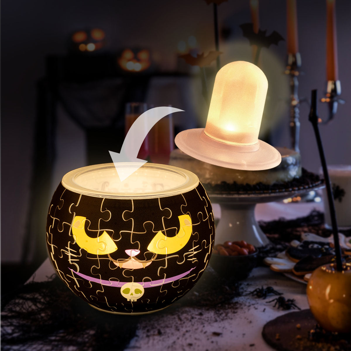 Halloween is just around the corner!
This year, countdown to Halloween while piecing together some spooky fun. Decorate the season with the Magic Cat Puzzle Candle Light, and celebrate Halloween with PieceRelax!