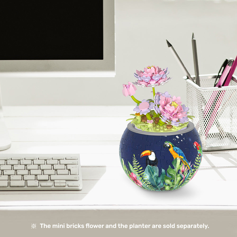 PieceRelax-Mini Bricks Potted Lotus-Experience the beauty of nature with PieceRelax's Mini Bricks Potted Flower - Lotus (KZ1027). This delightful puzzle brings a touch of floral elegance to your space.