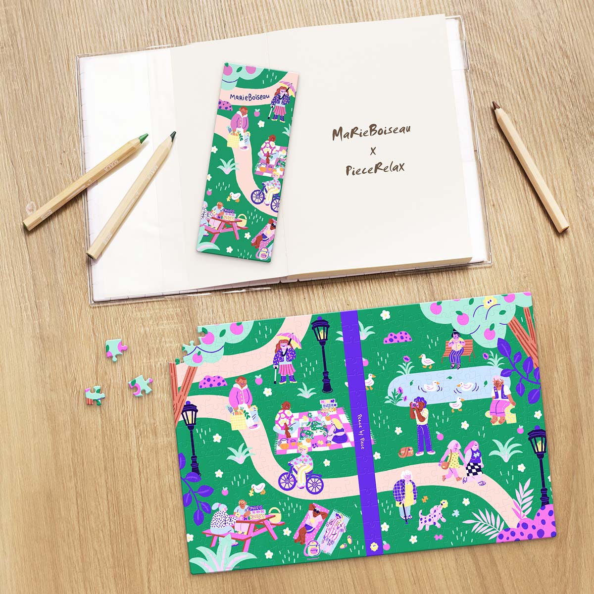 Puzzle fans, unite! This special collab with artist Marie Boiseau is made for you. All the elements of relaxation, reimagined through art — only at PieceRelax.