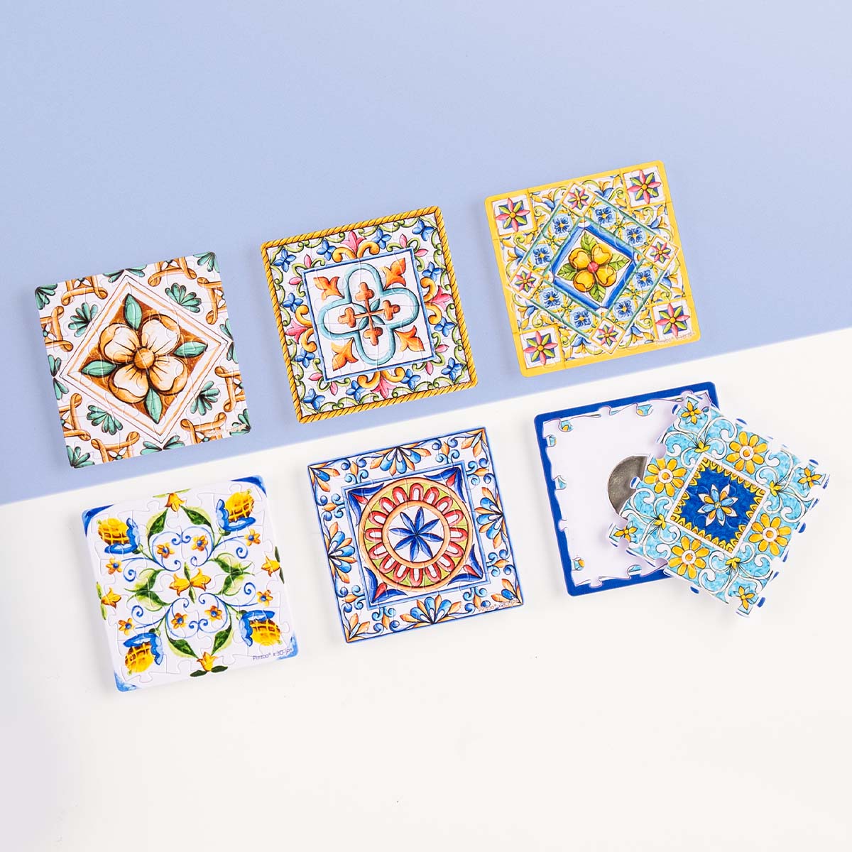 Traditional tile patterns transform into tiny magnets—decorate your life with the charm of vintage tiles! You’ll Always Get There with PieceRelax.