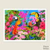 PieceRelax | 1200 piece puzzle. Discover the vibrant colors of 'Tropical Paradise' with PieceRelax. This lively scene is filled with exotic flowers and birds, bringing a burst of tropical life into your home. 