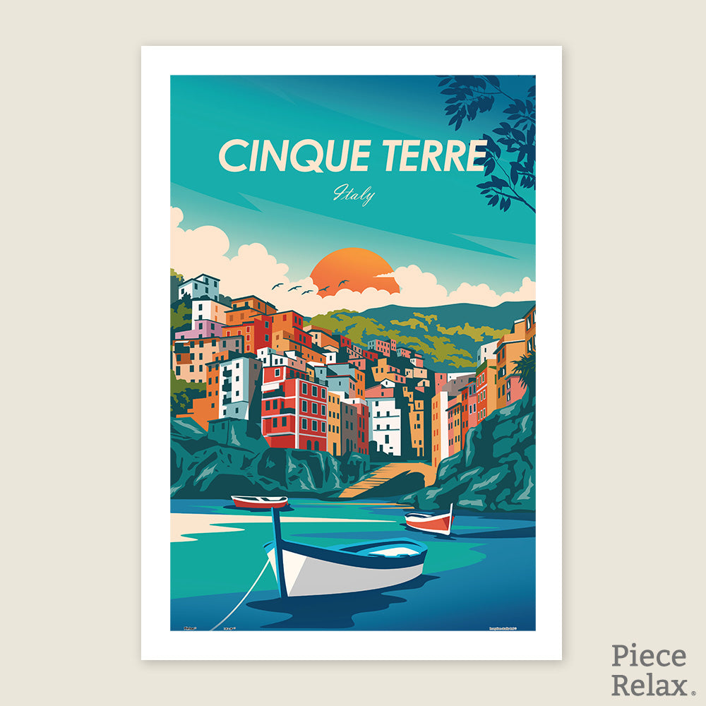 PieceRelax | 600 piece puzzle. Discover the charming of Cinque Terre with PieceRelax. A picturesque Italian coastal village bathed in sunset hues. You'll always get there, enjoying the vibrant colors and serene beauty.