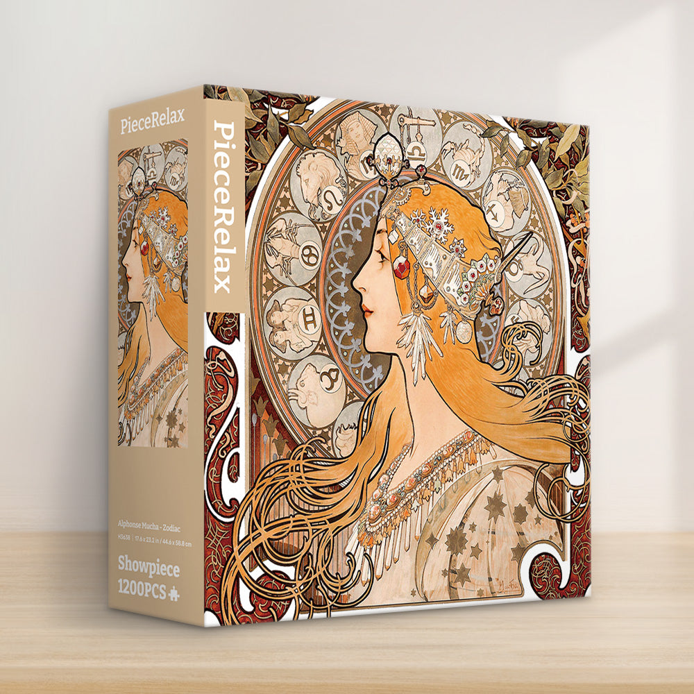 PieceRelax | Unveil the mystical charm of Alphonse Mucha’s Zodiac with PieceRelax. This intricate puzzle captures the beauty of astrology and Mucha’s Art Nouveau elegance.