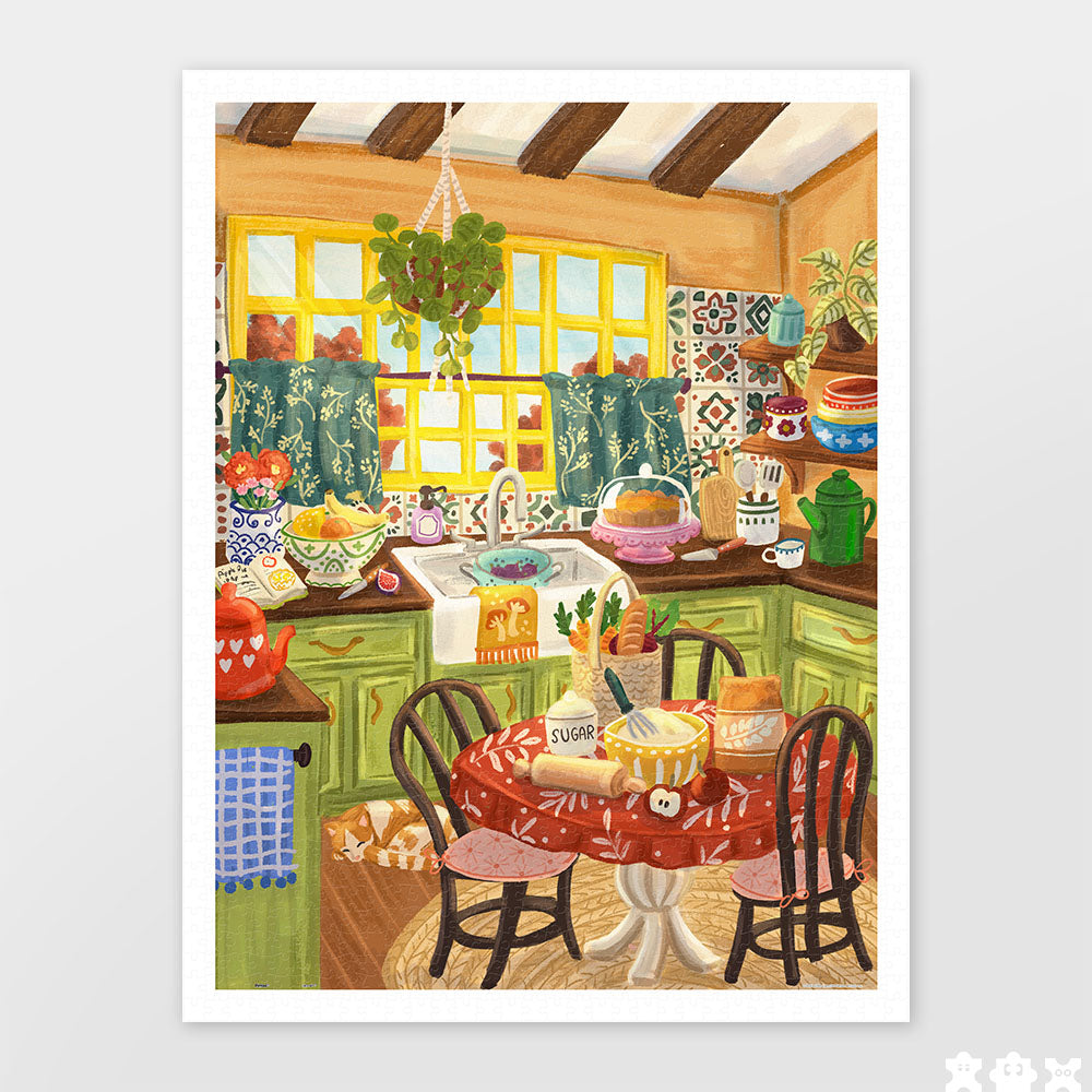 PieceRelax showpiece puzzle-1200 piece. Enjoy the homely charm with the "Green Kitchen Sunlight" puzzle. A vibrant kitchen filled with colorful ceramics and fresh ingredients makes this puzzle a joy. With PieceRelax, you’ll always get there, savoring each piece.