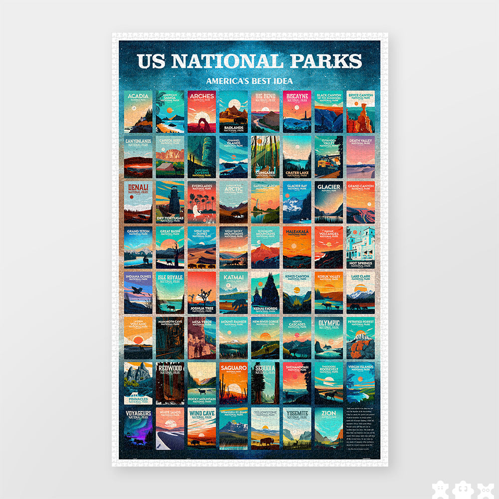 Embark on a scenic adventure with the PieceRelax US National Parks Puzzle! Featuring vibrant vintage posters of America’s most iconic parks. A perfect way to unwind, connect with nature, and remember: You’ll Always Get There with PieceRelax.&nbsp;