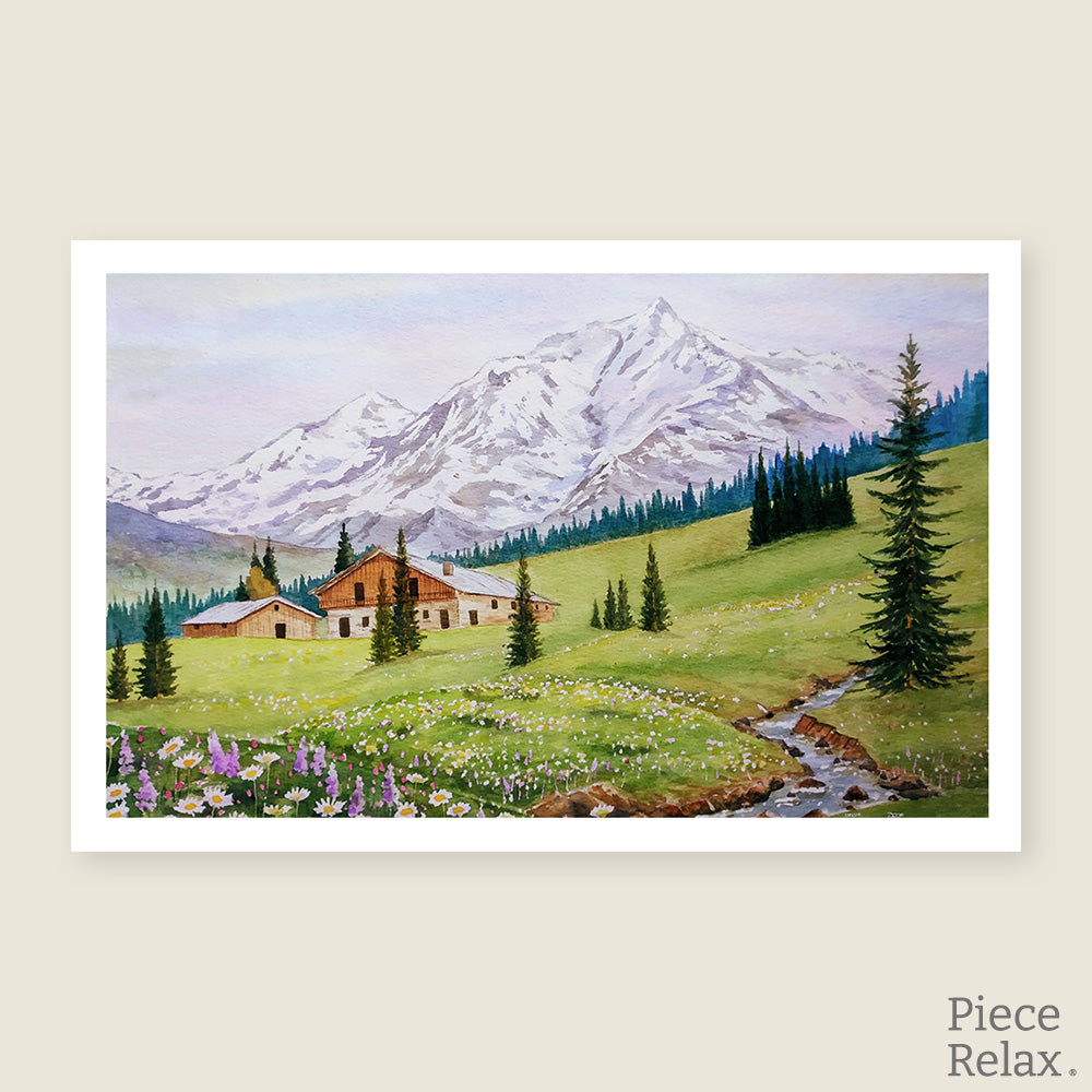 Breathe in the mountain air with PieceRelax! Featuring charming cabins, vibrant wildflowers, and majestic snow-capped peaks, this puzzle brings a peaceful alpine retreat to your table. Take your time and savor every moment—You’ll Always Get There with PieceRelax.