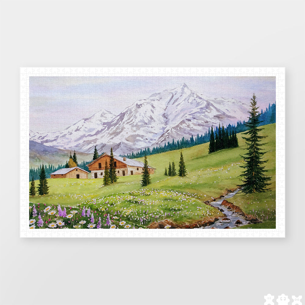 Breathe in the mountain air with PieceRelax! Featuring charming cabins, vibrant wildflowers, and majestic snow-capped peaks, this puzzle brings a peaceful alpine retreat to your table. Take your time and savor every moment—You’ll Always Get There with PieceRelax.