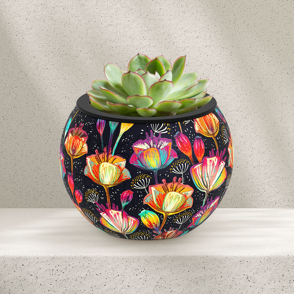 PieceRelax Puzzle Planter- Add a burst of color to your indoor garden. Featuring vivid poppies in a spectrum of colors, this planter brightens any space. Piece by piece, let PieceRelax Puzzle Planter help you create a vibrant and joyful atmosphere, knowing you’ll always get there.