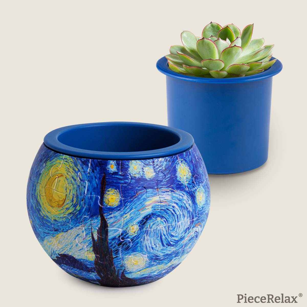 Experience 'The Starry Night' in a whole new dimension. Van Gogh’s swirling masterpiece transforms into a stunning 3D puzzle planter.