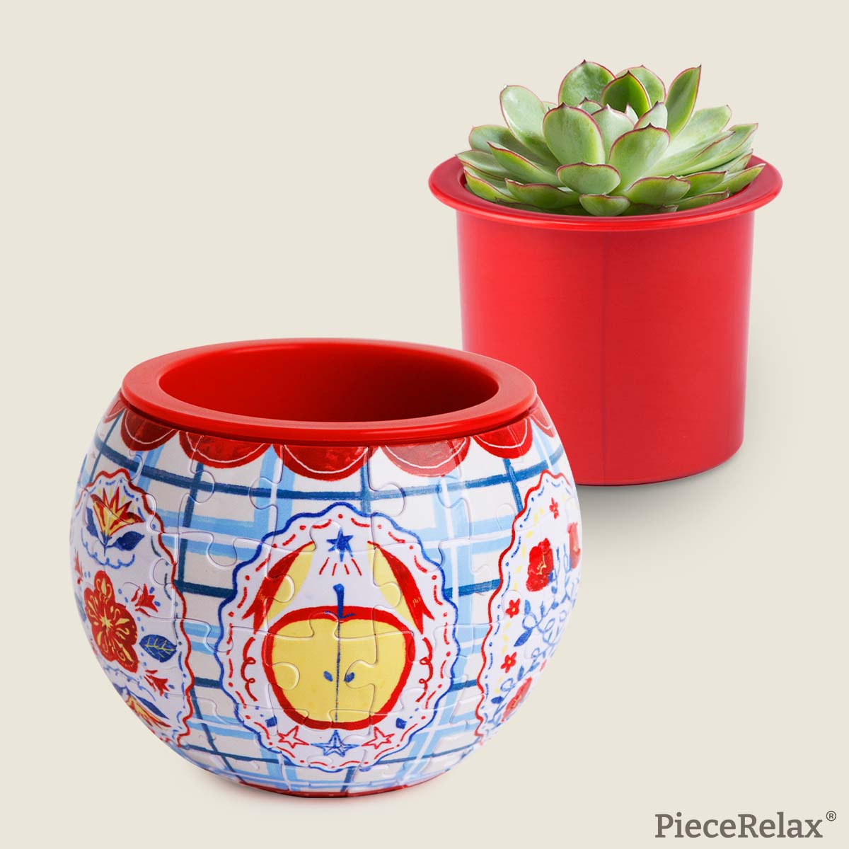 Meet your home’s next essential piece. This cute, hand-drawn puzzle planter brings a delightful pop of playful style and green life to any space.