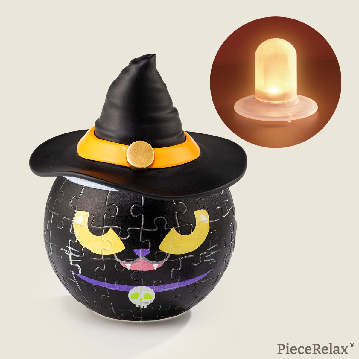 Halloween is just around the corner!
This year, countdown to Halloween while piecing together some spooky fun. Decorate the season with the Magic Cat Puzzle Candle Light, and celebrate Halloween with PieceRelax!
