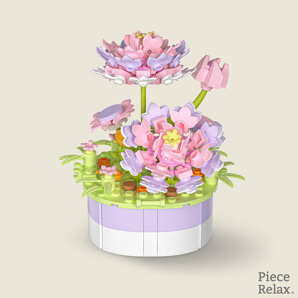 PieceRelax-Mini Bricks Potted Lotus-Experience the beauty of nature with PieceRelax's Mini Bricks Potted Flower - Lotus (KZ1027). This delightful puzzle brings a touch of floral elegance to your space. 