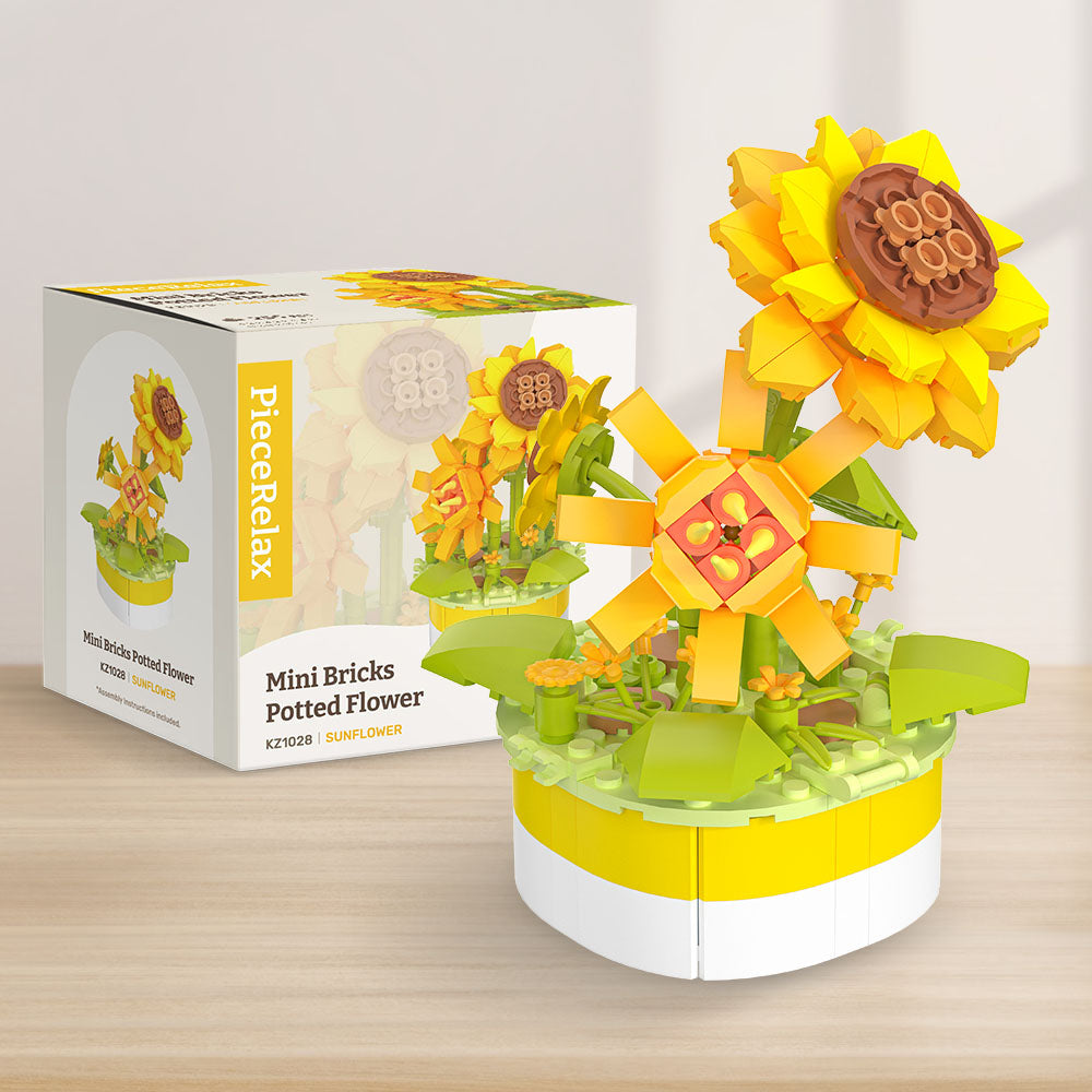 PieceRelax - Brighten your day with PieceRelax's Mini Bricks Potted Flower - Sunflower (KZ1028). This cheerful building puzzle brings sunshine to any room.