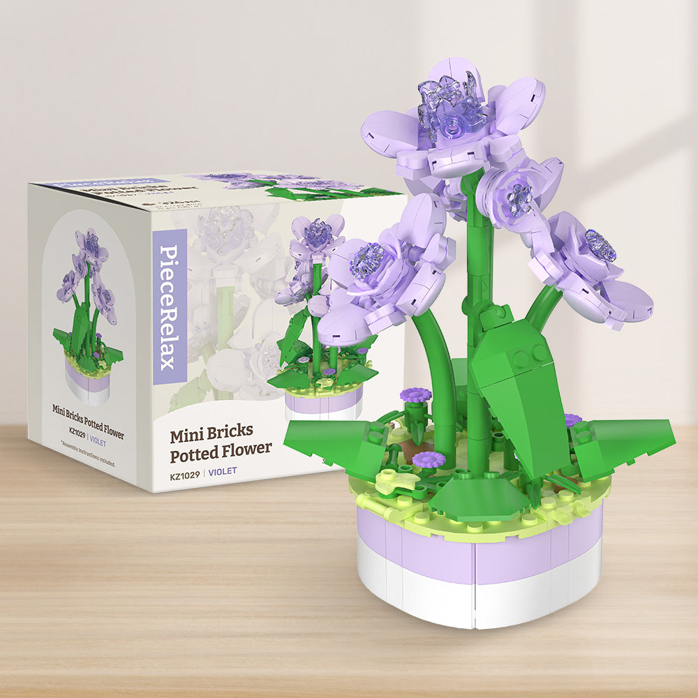 PieceRelax-Embrace the elegance of PieceRelax's Mini Bricks Potted Flower - Violet (KZ1029). This beautiful building puzzle adds a touch of sophistication to your space. 