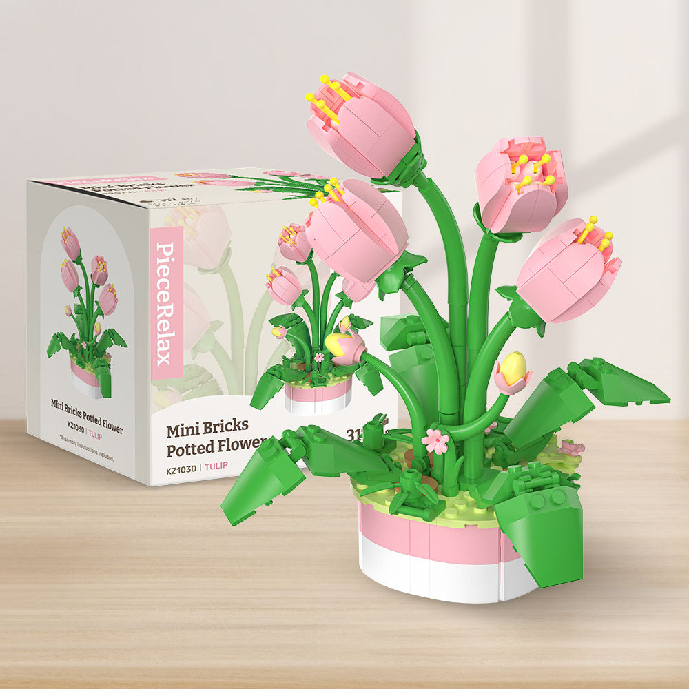 PieceRelax - Enjoy the timeless beauty of PieceRelax's Mini Bricks Potted Flower - Tulip (KZ1030). This delightful building puzzle blooms with joy and color. 