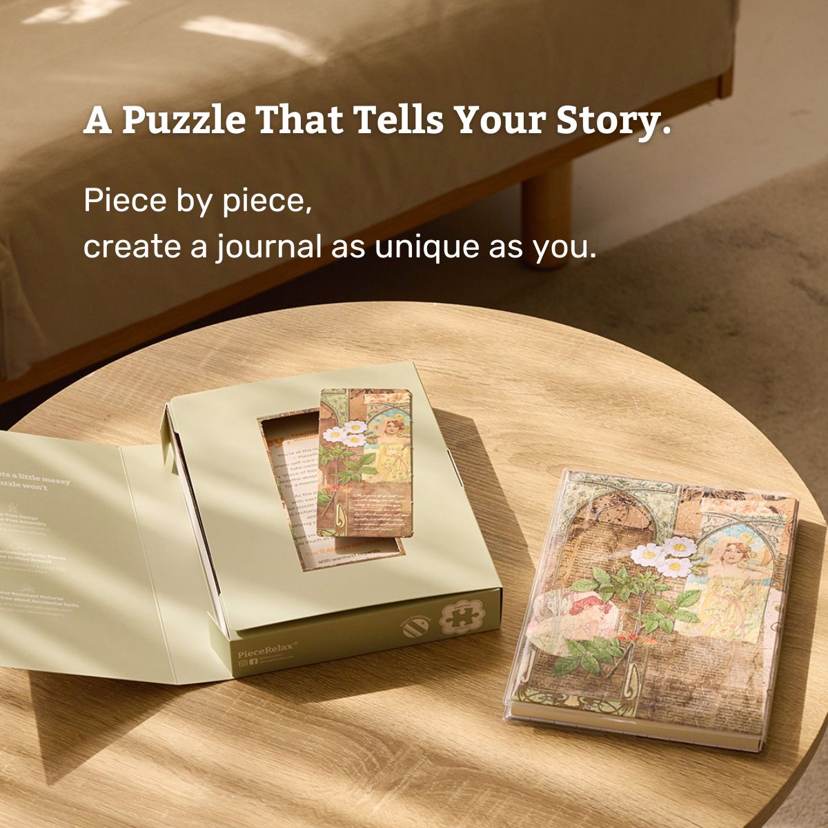 Puzzle Journal is where creativity meets relaxation. It’s more than a puzzle—it’s an interactive, artistic journal that transforms into a beautifully bound notebook once completed.