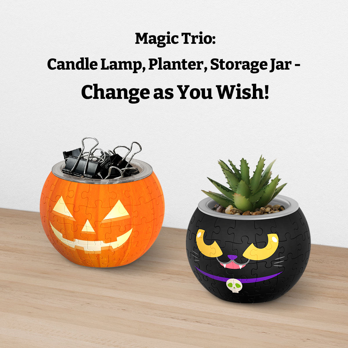 PieceRelax | Puzzle Candle Light, Candle Lamp, Planter or Storage Jar, all you can change as you wish!