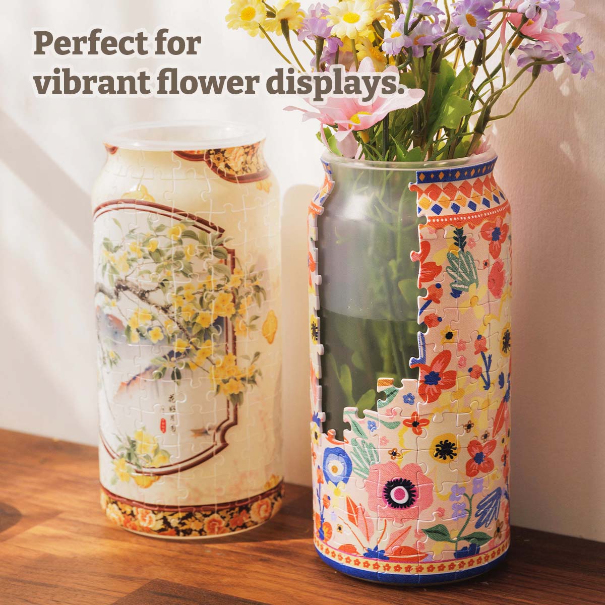 Woven Blooms - Jigsaw Puzzle Vase - Aesthetic 3D Floral Decor