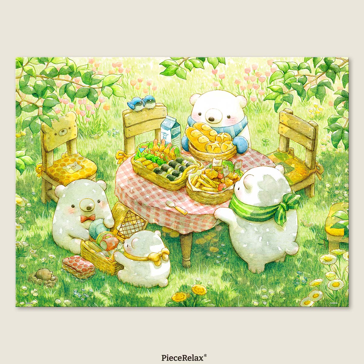 Enjoy a delightful spring picnic with an adorable little bear — savor rice rolls, fresh bread, and crispy fried treats in the great outdoors. You’ll Always Get There with PieceRelax.