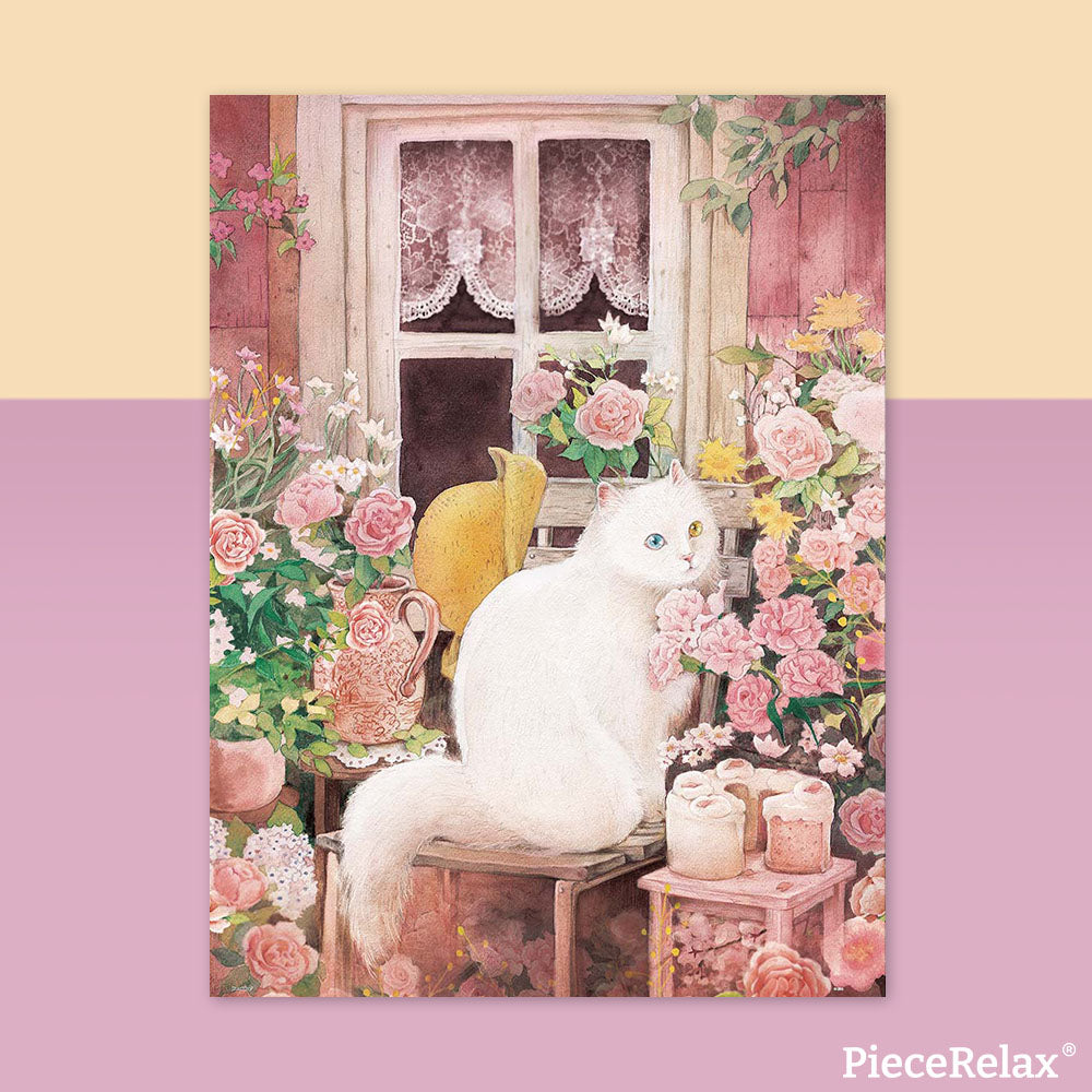 U1051 - 1000 Piece - A cat in the Rose Garden