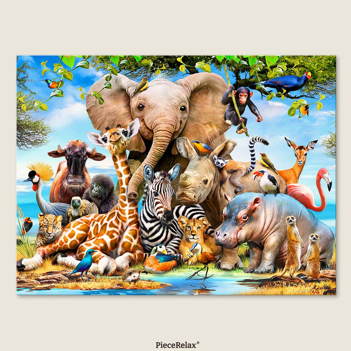 From elephants to zebras, explore the majestic creatures of Africa in one unforgettable puzzle.