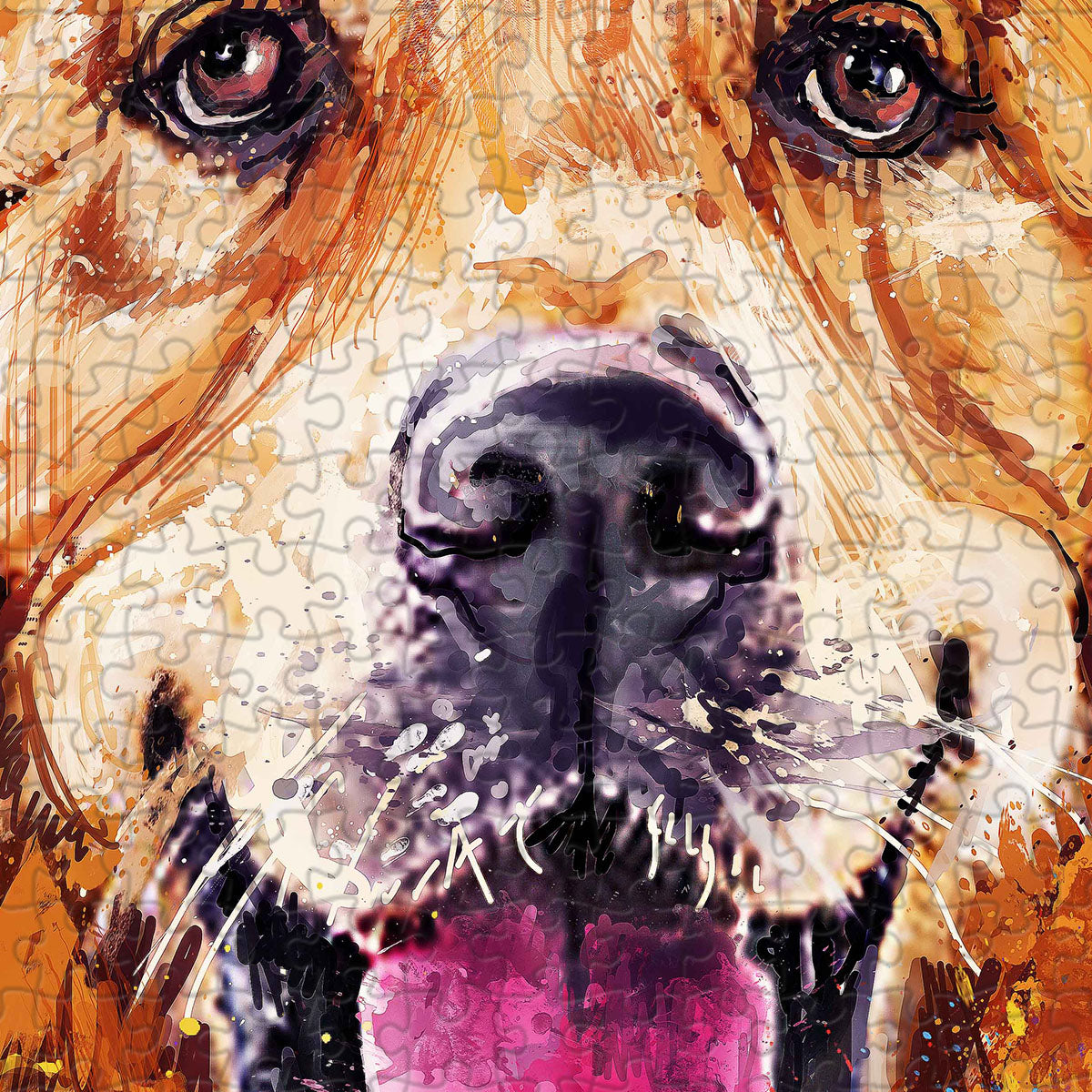 Bring home the joy with our Colorful Golden Retriever Puzzle ¡V a vibrant and heartwarming masterpiece that celebrates the loyal and playful spirit of man's best friend.