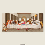 A playful feline reinterpretation of Leonardo da Vinci's timeless masterpiece The Last Supper. This creative version replaces the iconic figures with charming cats, each full of expression and personality, gathered around the table in a scene that's both elegant and irresistibly funny.