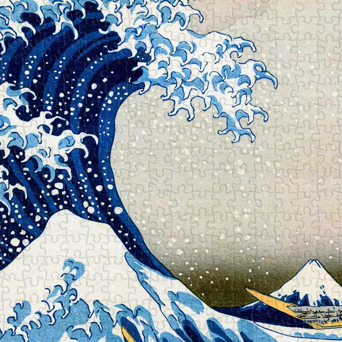 Each piece draws you deeper into the scene — the crashing waves, the towering blue crests, and the fragile boats beneath the force of nature.