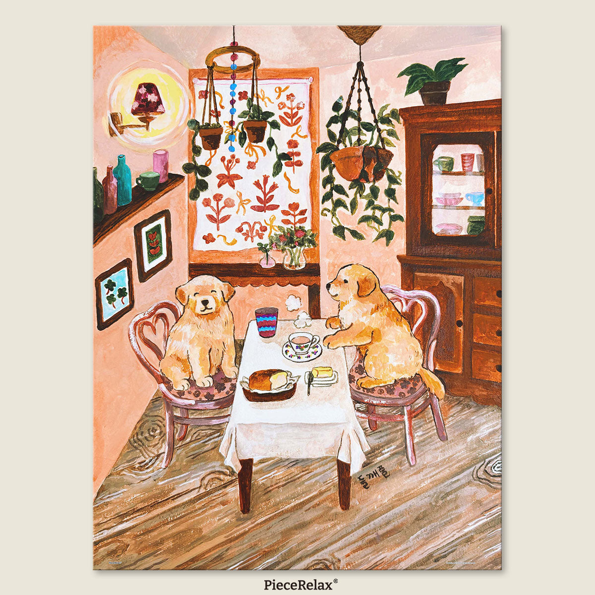 A delightful tea-time moment with your furry friend.
