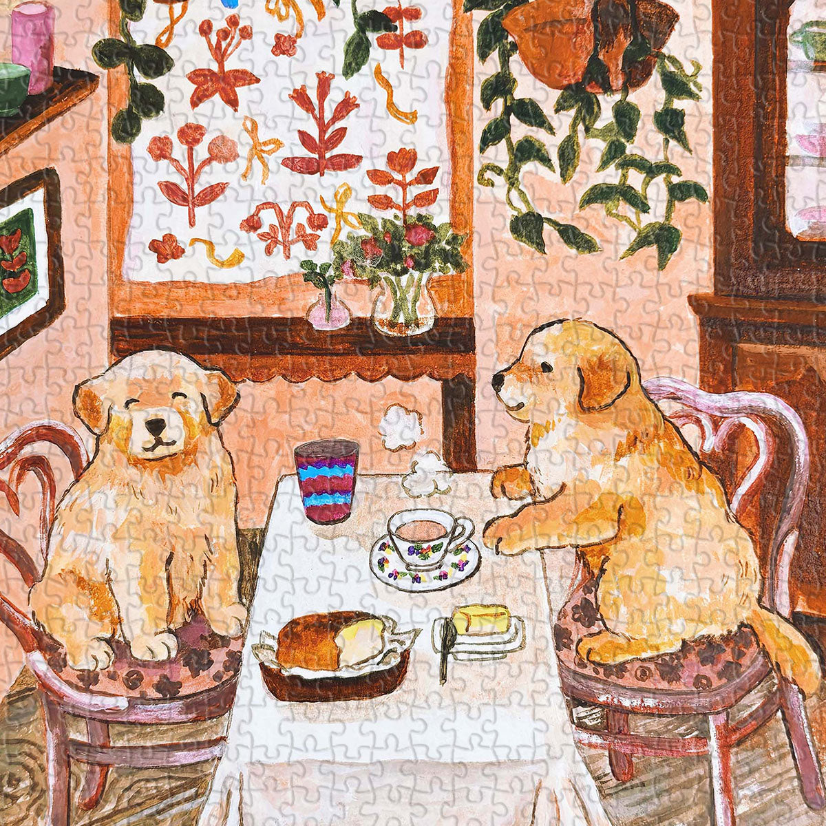 A delightful tea-time moment with your furry friend.