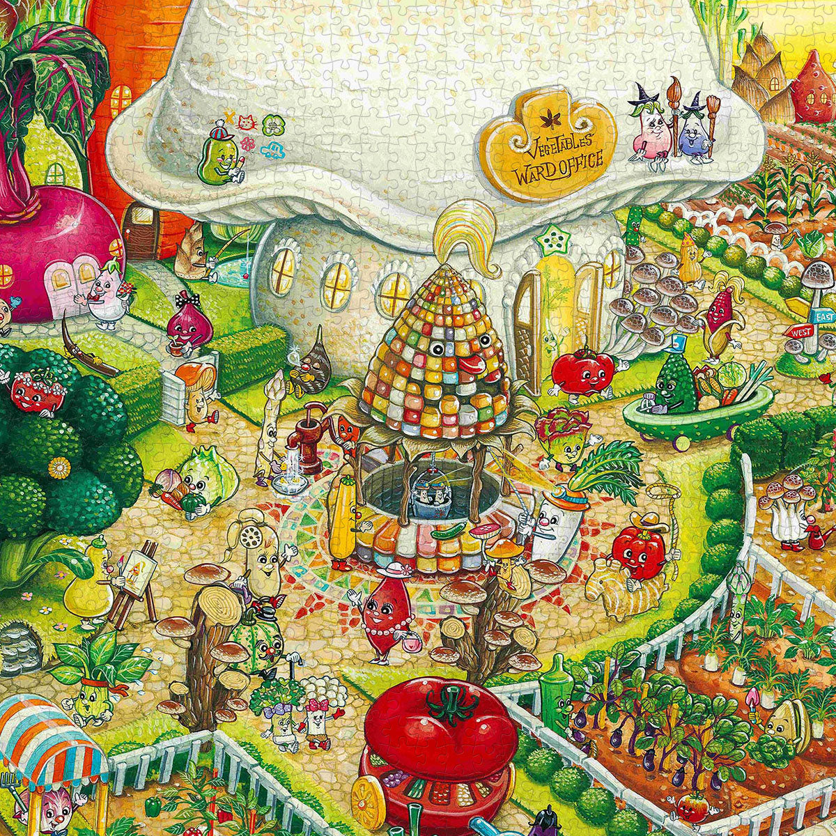 A tiny world made of vegetables, filled with playful and childlike imagination.