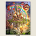 A floating castle, bringing a scene of pure fantasy to life.