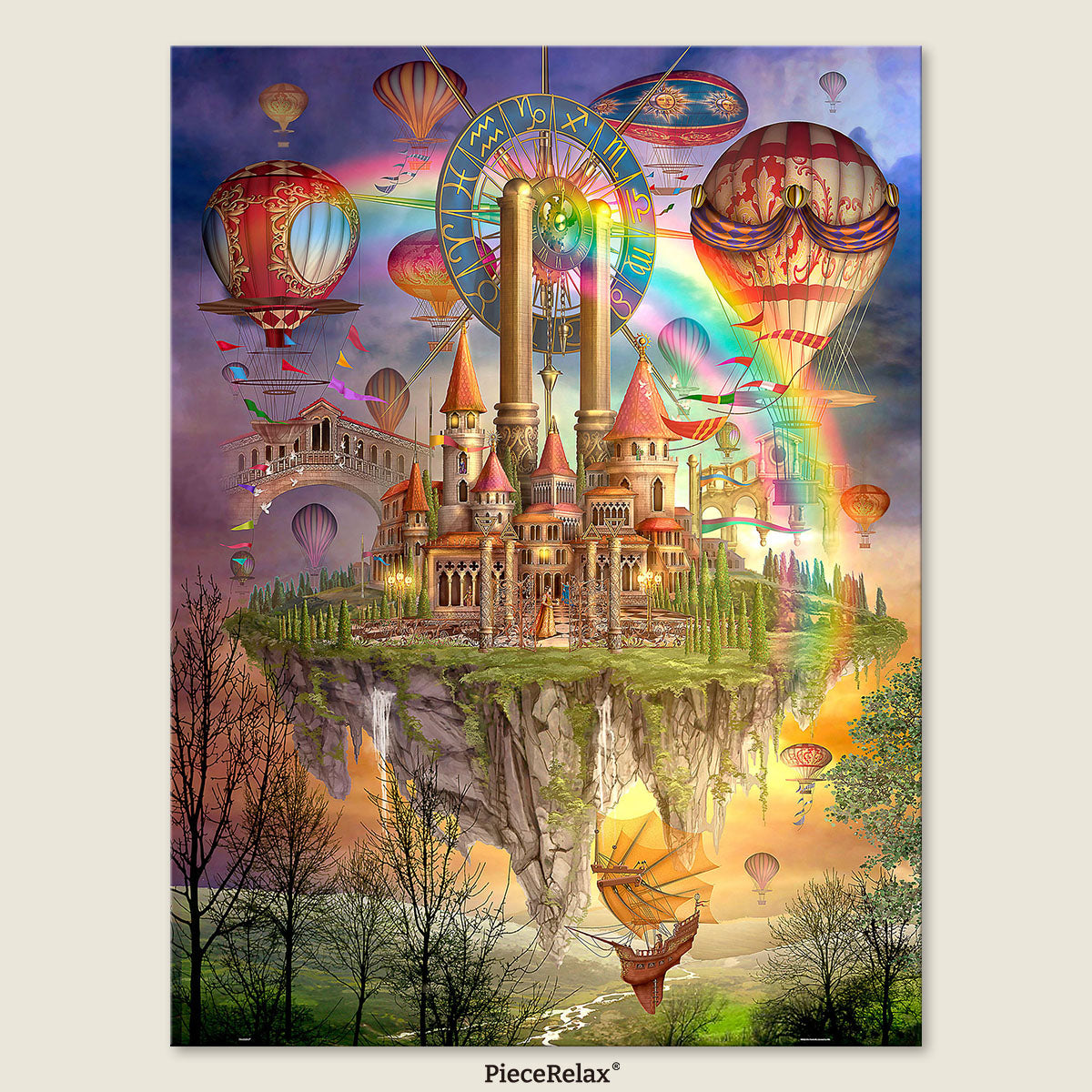 A floating castle, bringing a scene of pure fantasy to life.