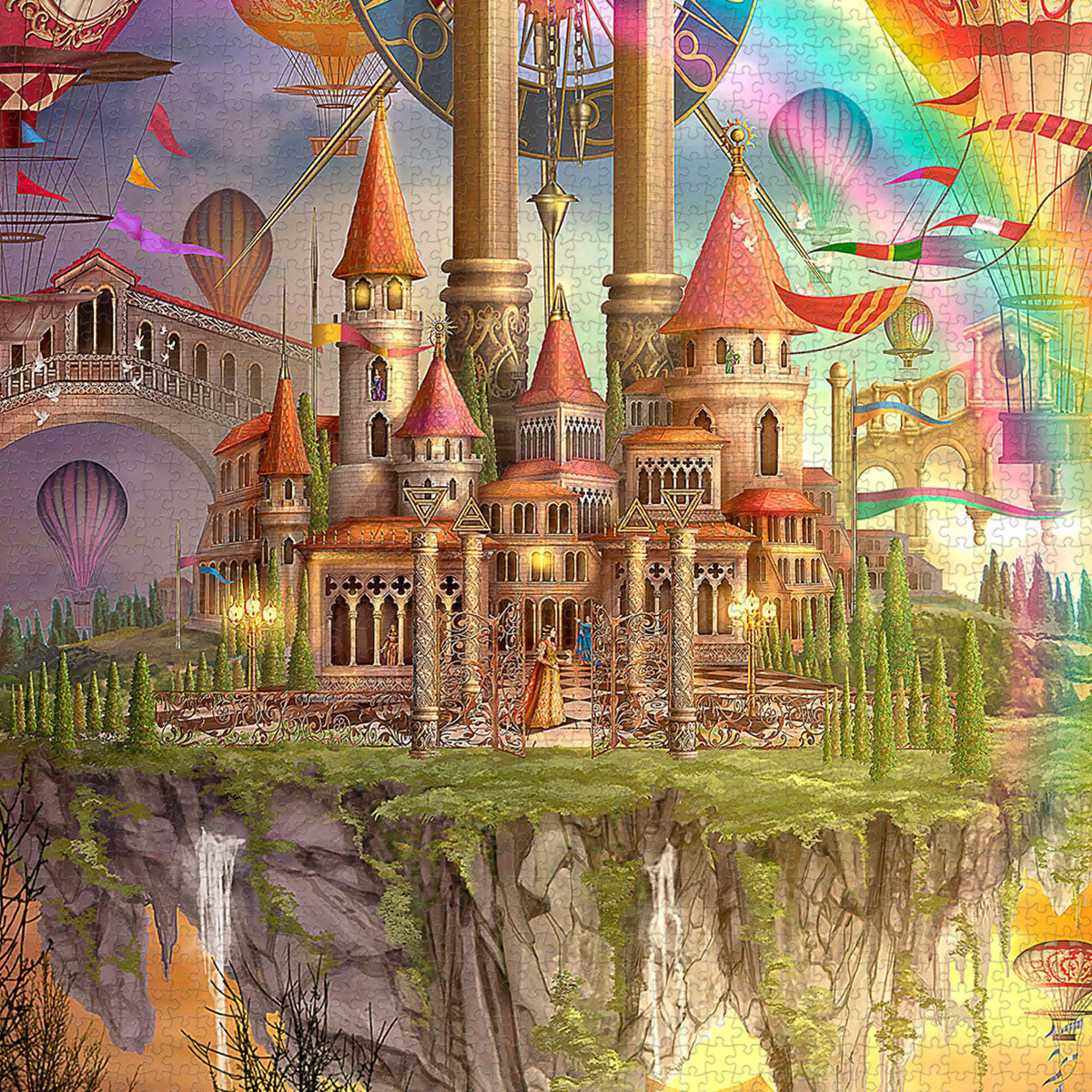 A floating castle, bringing a scene of pure fantasy to life.