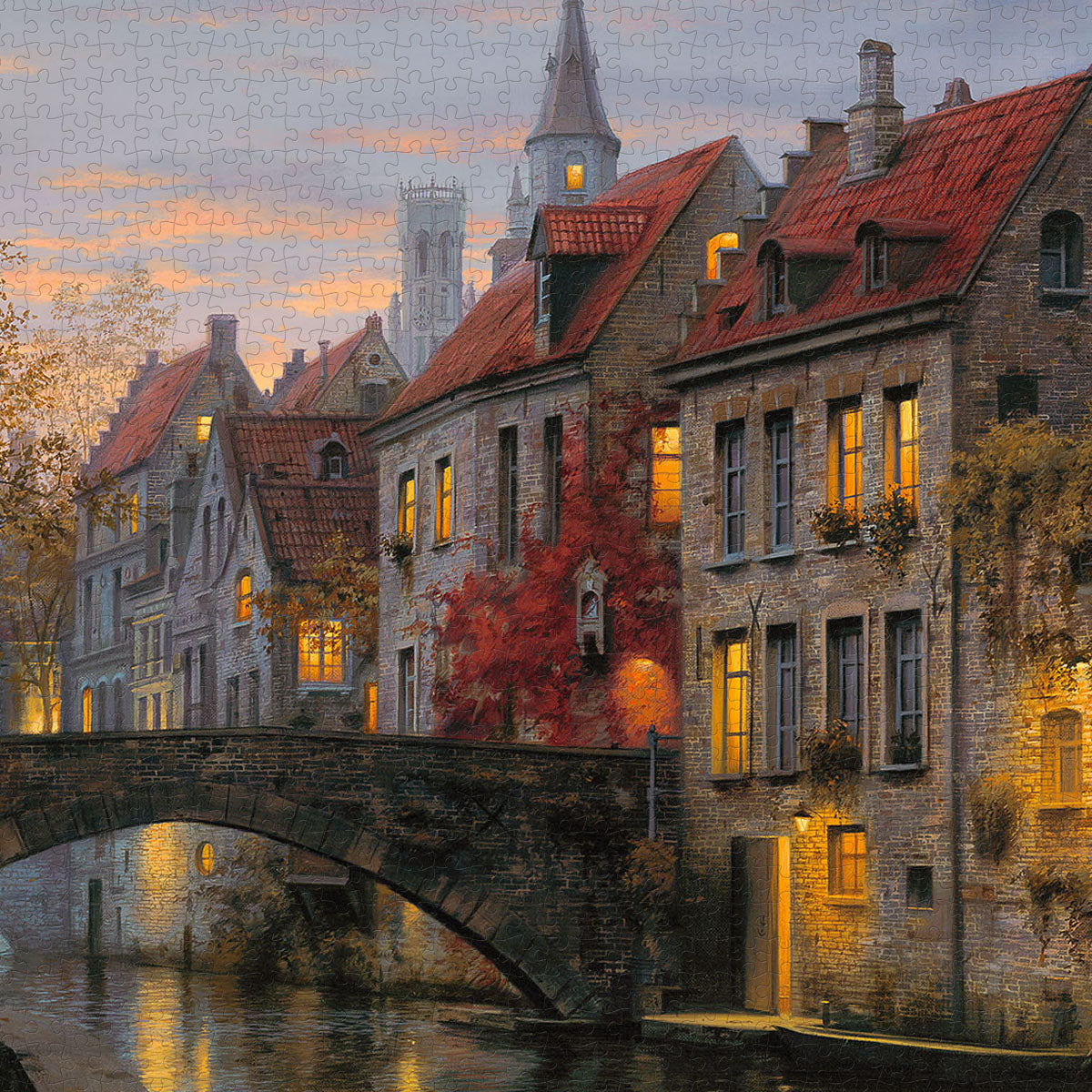A Quiet, Beautiful Town Glowing in Warm Golden Light.