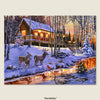 A cozy, snow-covered cabin nestled deep within the peaceful forest. Step inside, connect with Mother Nature.